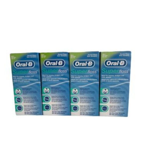 Oral-B Super Floss Mint Dental Floss Pre-Cut Strands 50 Each, LOT OF 4 - Picture 2 of 5